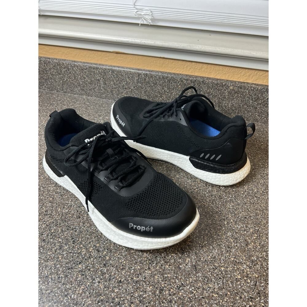 Propet Mens Sz 13 W(E) Black Mesh Diabetic Walking Shoes Lace Up Low Top MAB012M